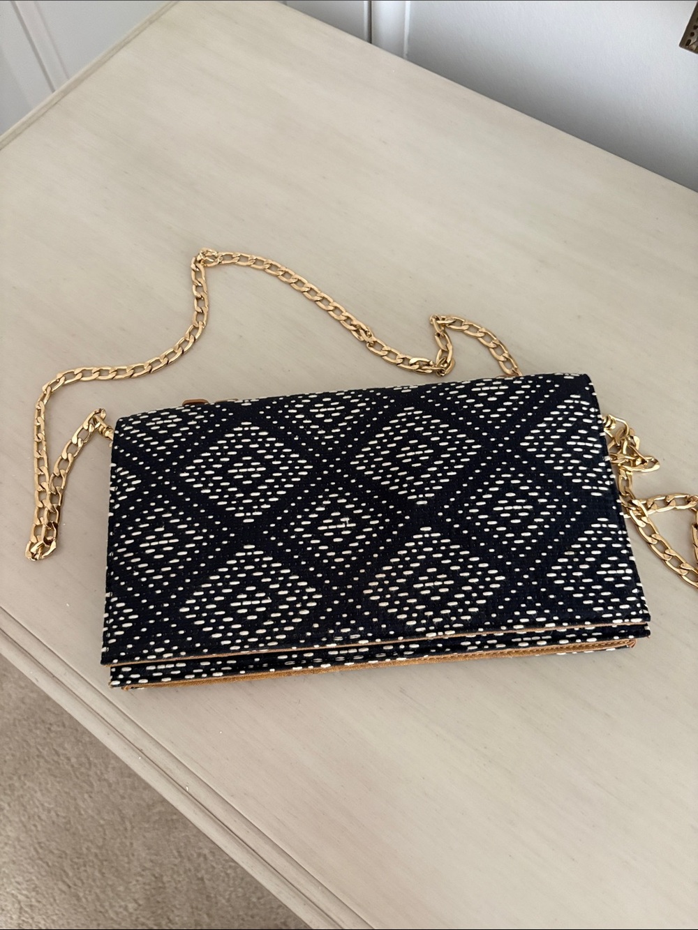 Deux Lux Black & White Woven Chain Crossbody